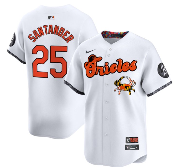 Anthony Santander Jersey 25 Baltimore Orioles Maryland Blue Crab Vapor Stitched White