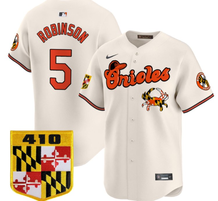 Brooks Robinson Jersey 5 Baltimore Orioles 410 Chesapeake Crab Patch Limited Stitched Cream