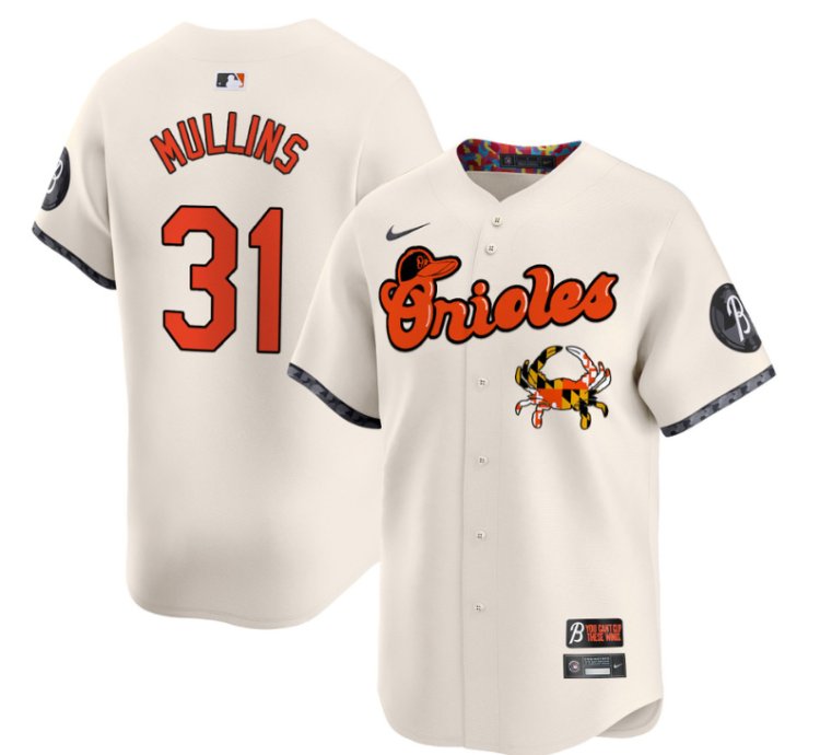 Cedric Mullins Jersey 31 Baltimore Orioles Maryland Blue Crab Vapor Stitched Cream