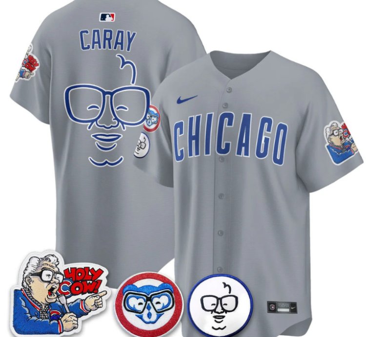 Harry Caray Jersey Chicago Cubs Harry Caray Holy Cow Patch Premier Limited Stitched Gray