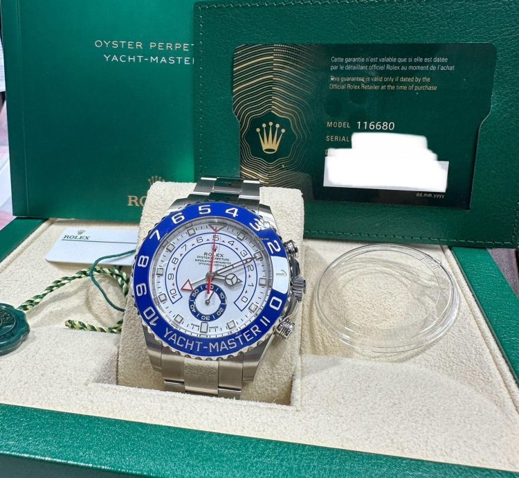 Rolex Yacht-master Ii New 2023 Stainless Steel White Dial Blue Ceramic Bezel 44mm Regatta Timer