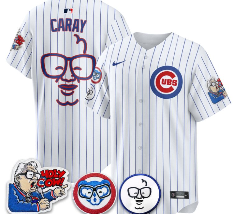 Harry Caray Jersey Chicago Cubs Harry Caray Holy Cow Patch Premier Limited Stitched White