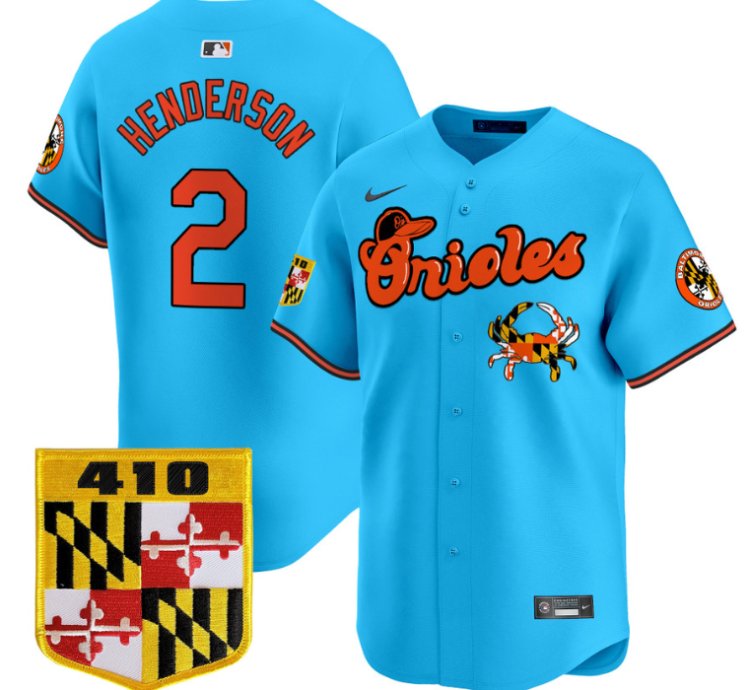Gunnar Henderson Jersey 2 Baltimore Orioles 410 Chesapeake Crab Patch Limited Stitched Light Blue