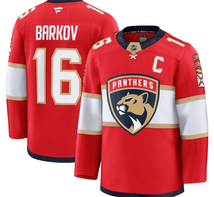 Florida Panthers 16 Aleksander Barkov Home Premium Jersey Red