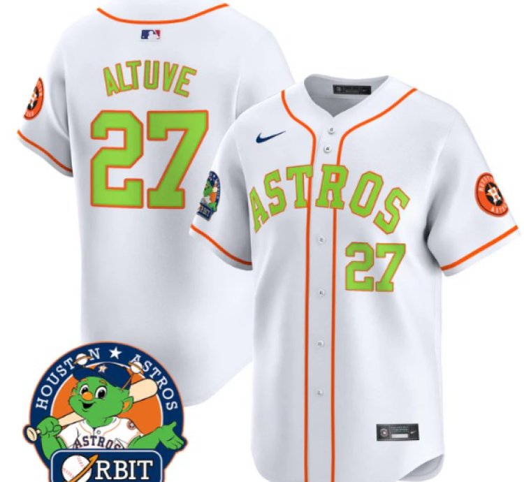 José Altuve Jersey 27 Astros Orbit Patch Vapor Premier Limited V2 Stitched White