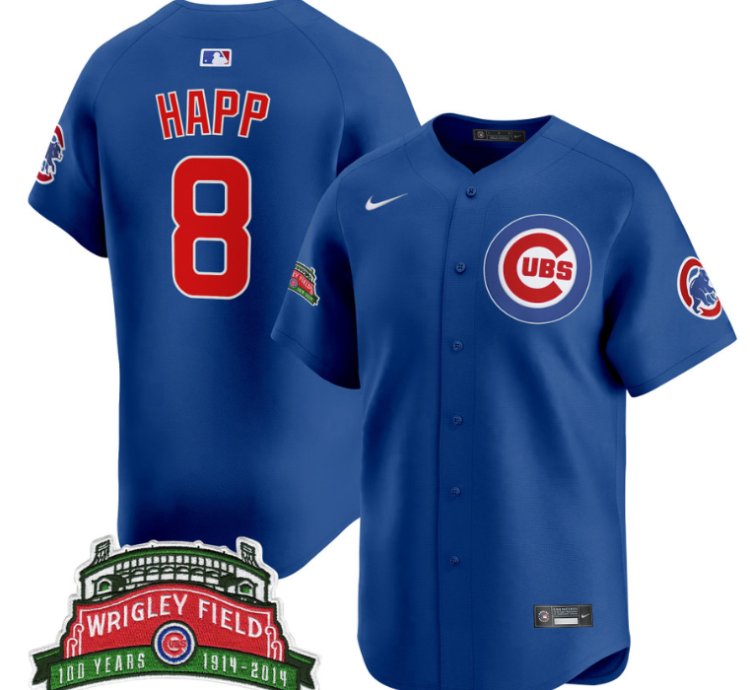 Ian Happ Jersey 8 Chicago Cubs Wrigley Field Style Vapor Premier Limited All Stitched Royal