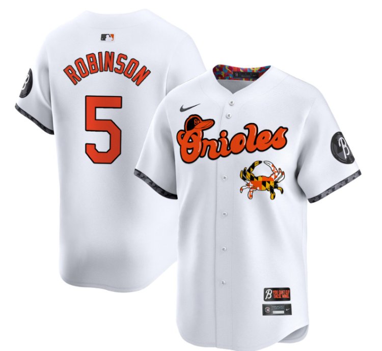 Brooks Robinson Jersey 5 Baltimore Orioles Maryland Blue Crab Vapor Stitched White