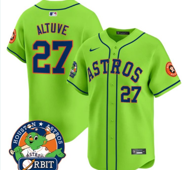 José Altuve Jersey 27 Astros Orbit Patch Vapor Premier Limited V2 Stitched Green