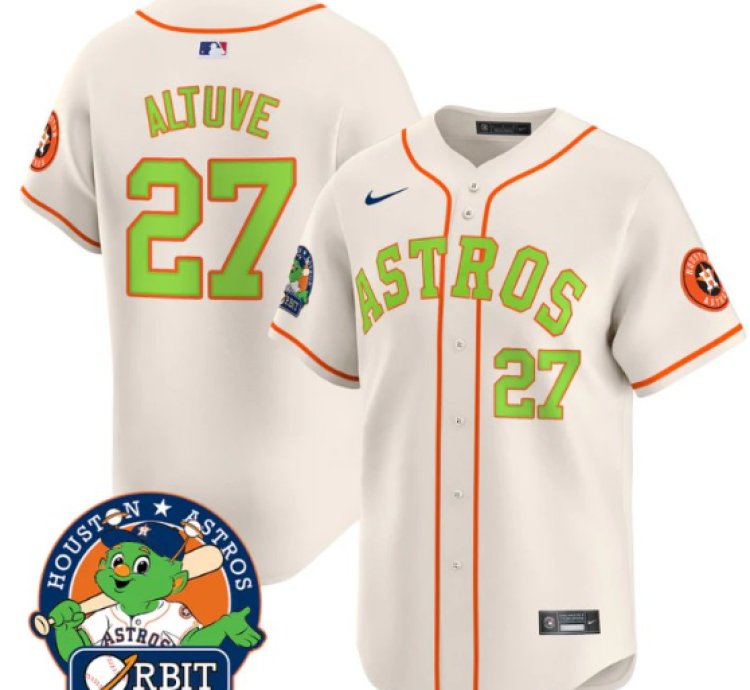 José Altuve Jersey 27 Astros Orbit Patch Vapor Premier Limited V2 Stitched Cream