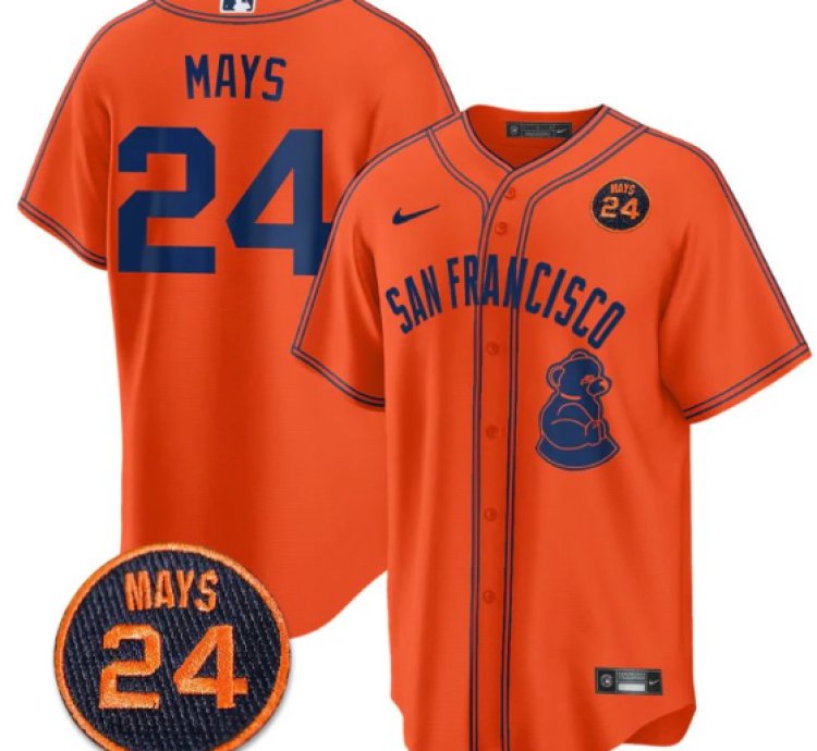 Willie Mays Jersey 24 San Francisco Giants 24 Mays Patch 2024 Vapor Premier Limited Orange Limited