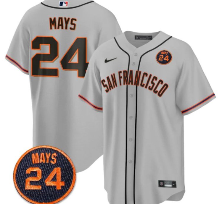 Willie Mays Jersey 24 San Francisco Giants 24 Mays Patch 2024 Vapor Premier Limited Gray