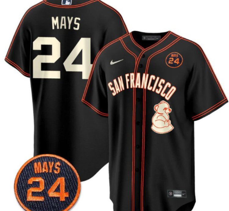 Willie Mays Jersey 24 San Francisco Giants 24 Mays Patch 2024 Vapor Premier Limited Black Limited