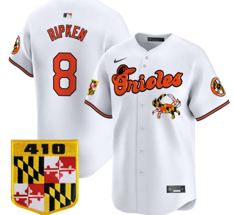 Cal Ripken Jersey 8 Baltimore Orioles 410 Chesapeake Crab Patch Limited Stitched White