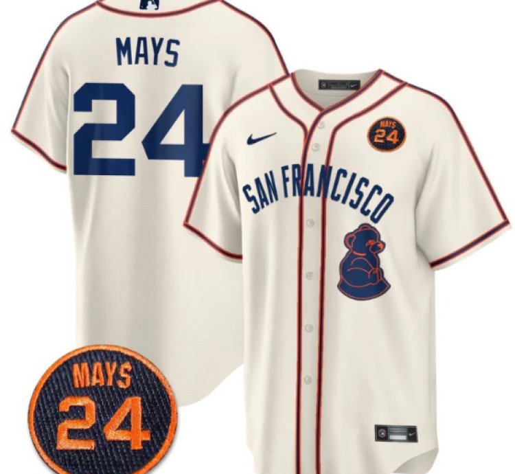 Willie Mays Jersey 24 San Francisco Giants 24 Mays Patch 2024 Vapor Premier Limited Cream
