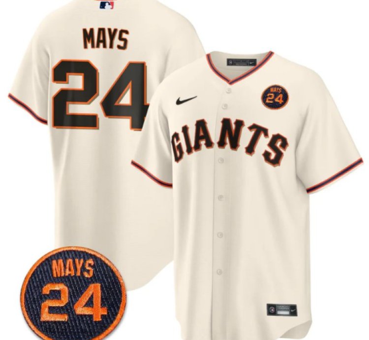 Willie Mays Jersey 24 San Francisco Giants 24 Mays Patch 2024 Vapor Premier Limited Cream Home