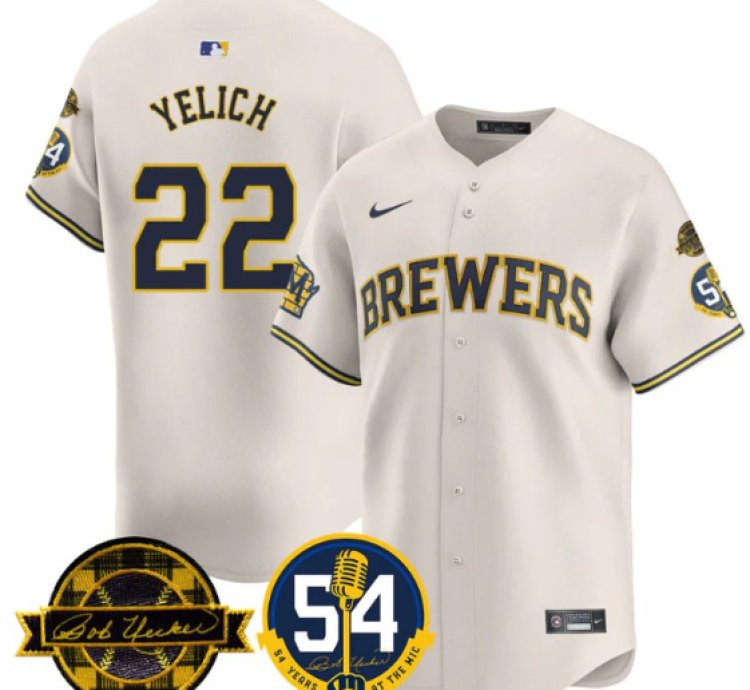 Christian Yelich Jersey 22 Milwaukee Brewers 54 Seasons For Brewers Stitched Cream