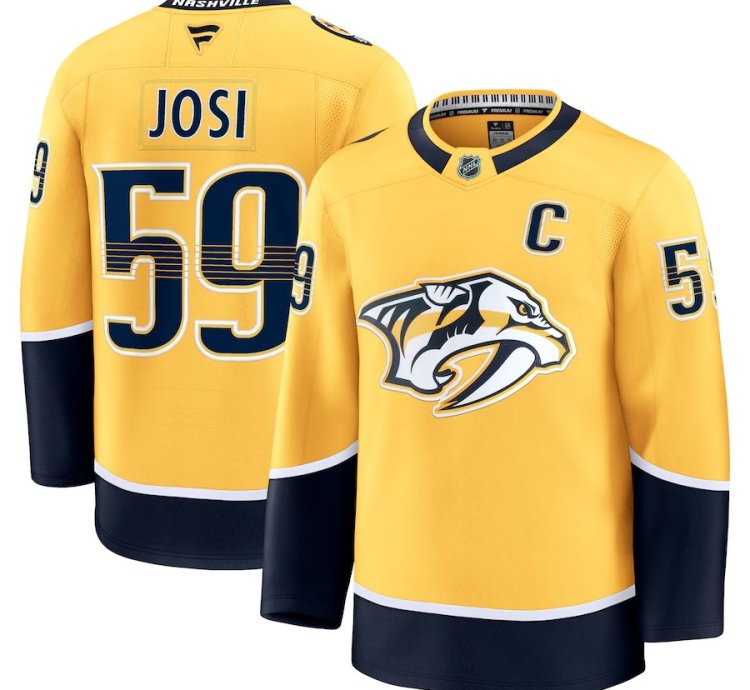 Nashville Predators 59 Roman Josi Home Premium Jersey Yellow