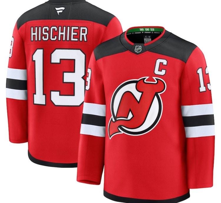 New Jersey Devils 13 Nico Hischier Home Premium Jersey Red