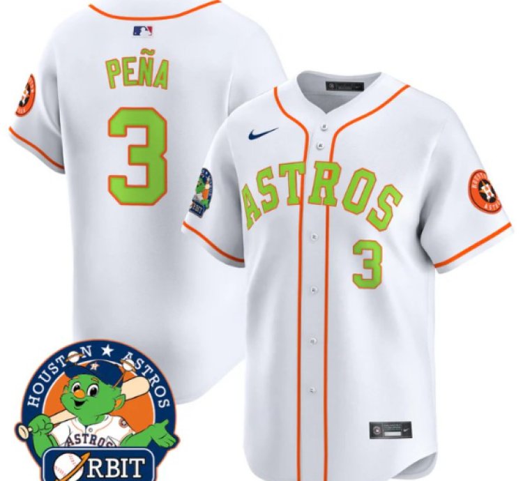 Jeremy Pena Jersey 3 Astros Orbit Patch Vapor Premier Limited V2 Stitched White