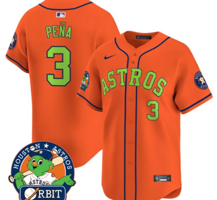 Jeremy Pena Jersey 3 Astros Orbit Patch Vapor Premier Limited V2 Stitched Orange