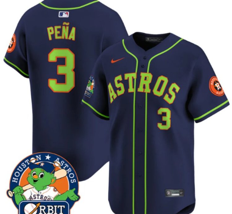 Jeremy Pena Jersey 3 Astros Orbit Patch Vapor Premier Limited V2 Stitched Navy