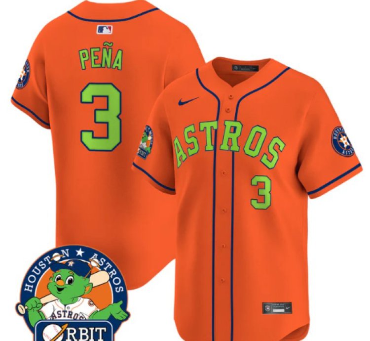 Jeremy Pena Jersey 3 Astros Orbit Patch Vapor Premier Limited V2 Stitched Orange