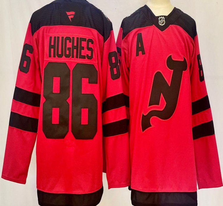 New Jersey Devils 86 Jack Hughes Jersey Stitched Red