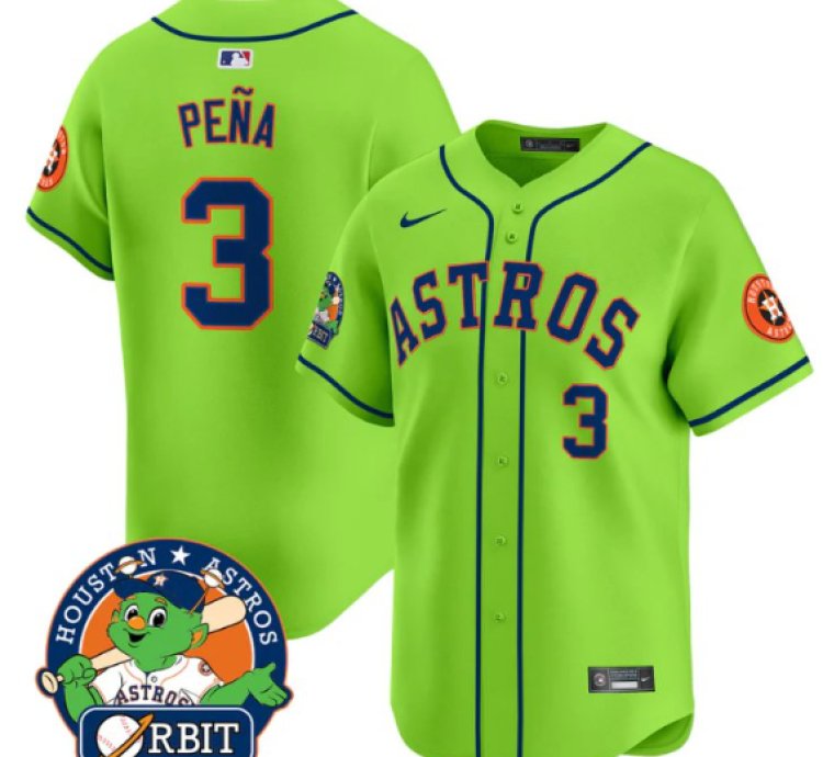 Jeremy Pena Jersey 3 Astros Orbit Patch Vapor Premier Limited V2 Stitched Green