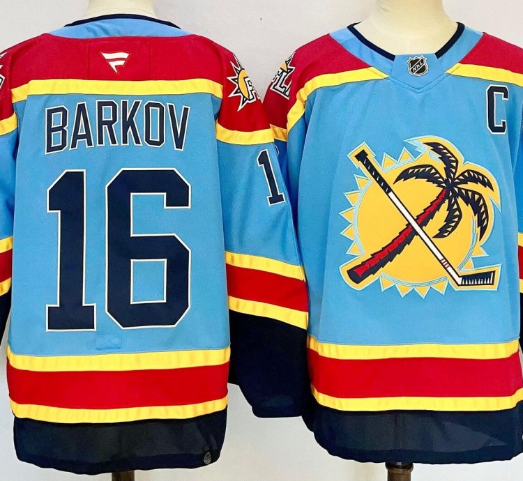 Custom Men Aleksander Barkov Panthers Blue Jersey All Stitched
