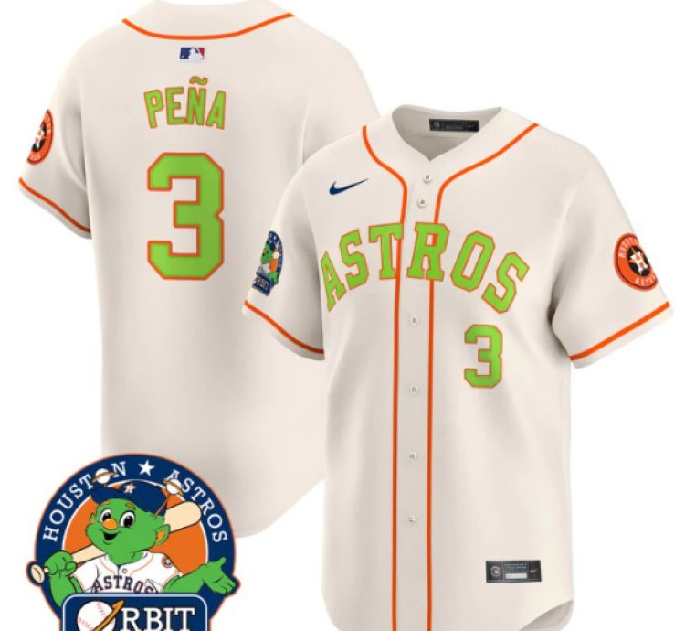 Jeremy Pena Jersey 3 Astros Orbit Patch Vapor Premier Limited V2 Stitched Cream