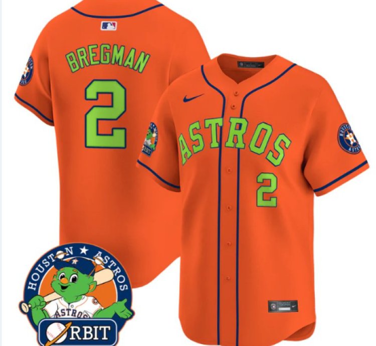 Alex Bregman Jersey 2 Astros Orbit Patch Vapor Premier Limited V2 Stitched Orange