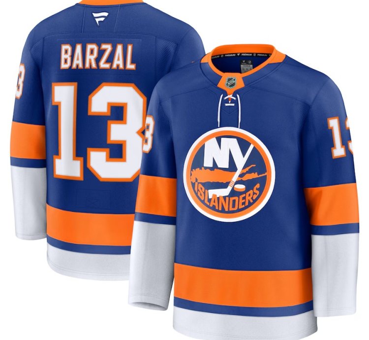 New York Islanders 13 Mathew Barzal Home Premium Jersey Royal