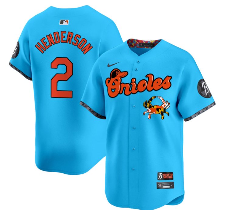 Gunnar Henderson Jersey 2 Baltimore Orioles Maryland Blue Crab Vapor Stitched Light Blue