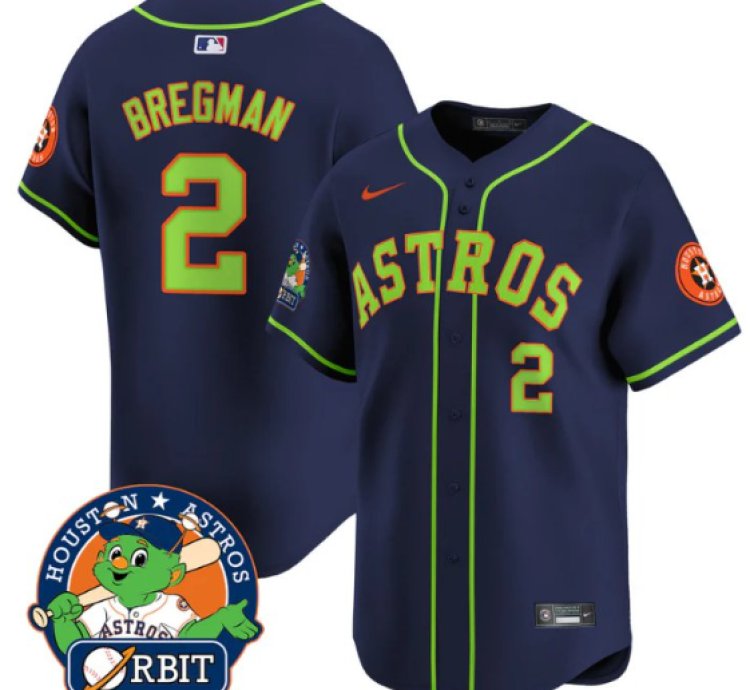 Alex Bregman Jersey 2 Astros Orbit Patch Vapor Premier Limited V2 Stitched Navy