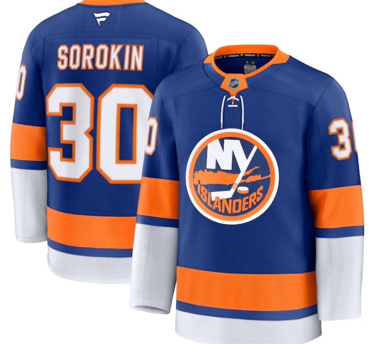 New York Islanders 30 Ilya Sorokin Home Premium Jersey Royal