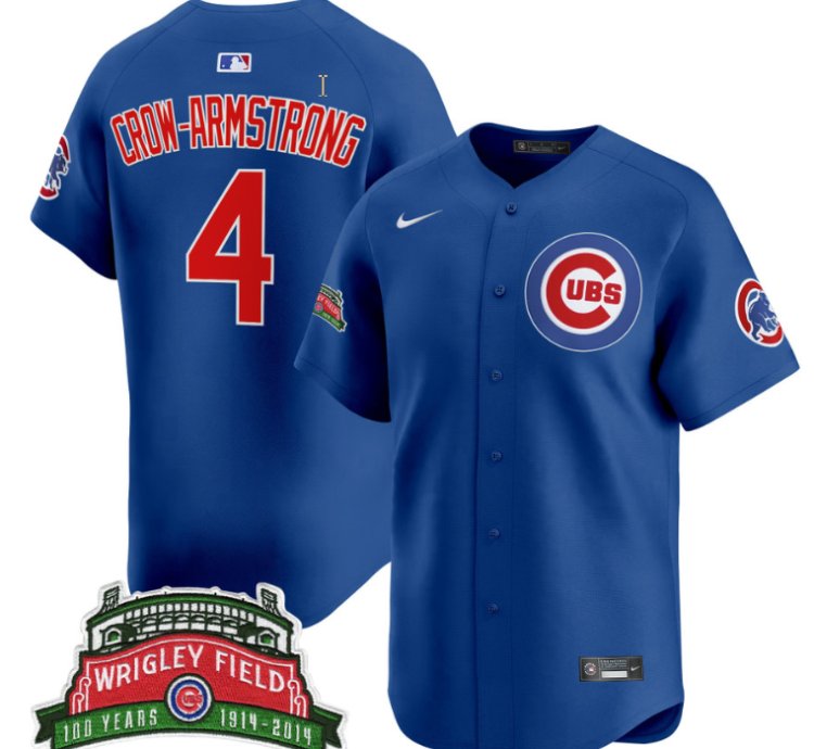 Pete Crow-armstrong Jersey 4 Chicago Cubs Wrigley Field Style Premier Limited Stitched Royal