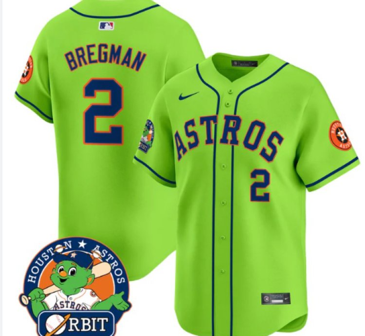 Alex Bregman Jersey 2 Astros Orbit Patch Vapor Premier Limited V2 Stitched Green
