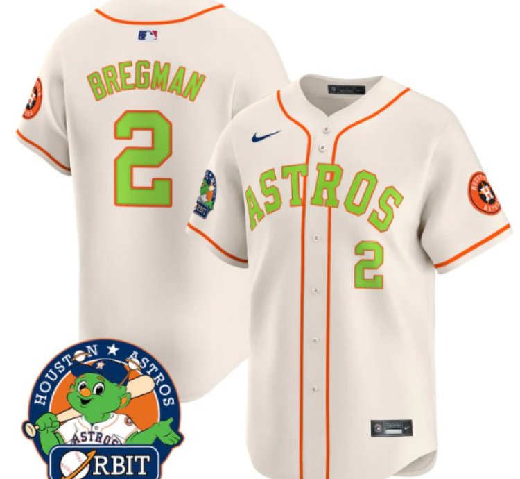 Alex Bregman Jersey 2 Astros Orbit Patch Vapor Premier Limited V2 Stitched Cream