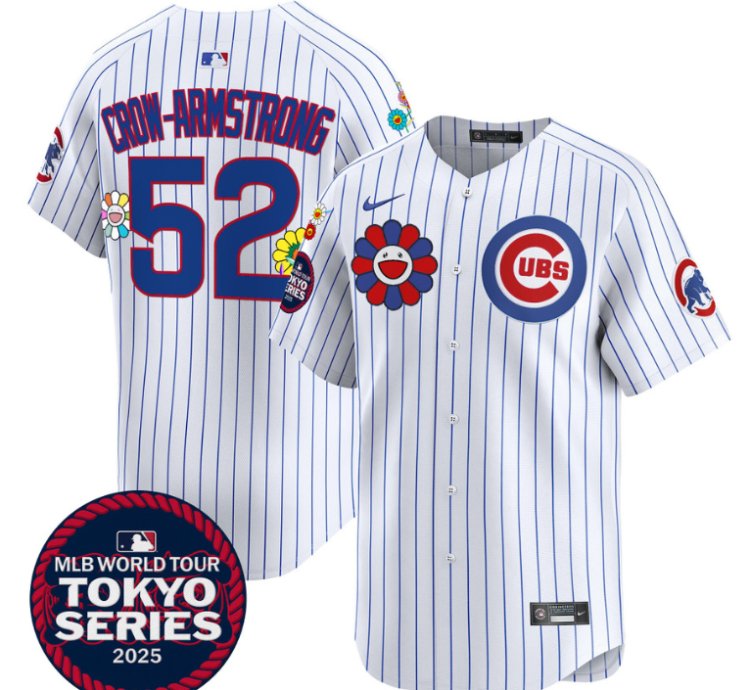 Pete Crow-armstrong Jersey 52 Chicago Cubs Tokyo Series 2025 Vapor Limited Stitched Pinstripe