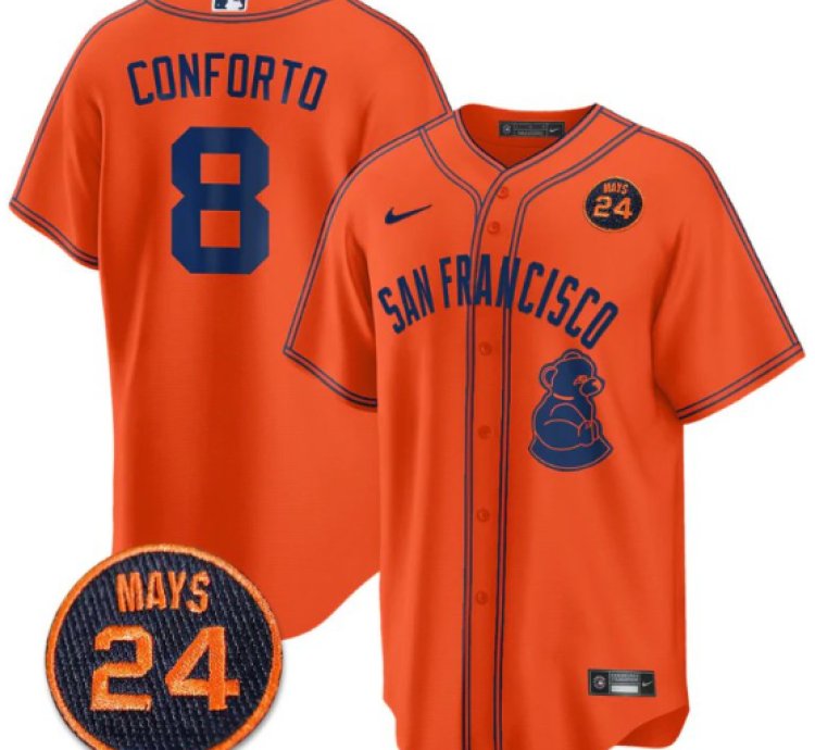 Michael Conforto Jersey 8 San Francisco Giants 24 Willie Mays Patch 2024 Premier Orange Limited