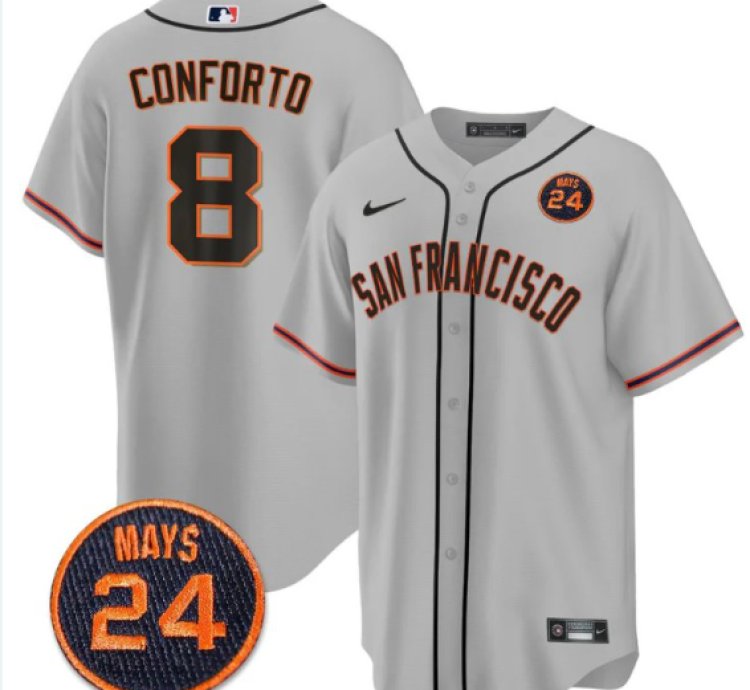 Michael Conforto Jersey 8 San Francisco Giants 24 Willie Mays Patch 2024 Premier Gray