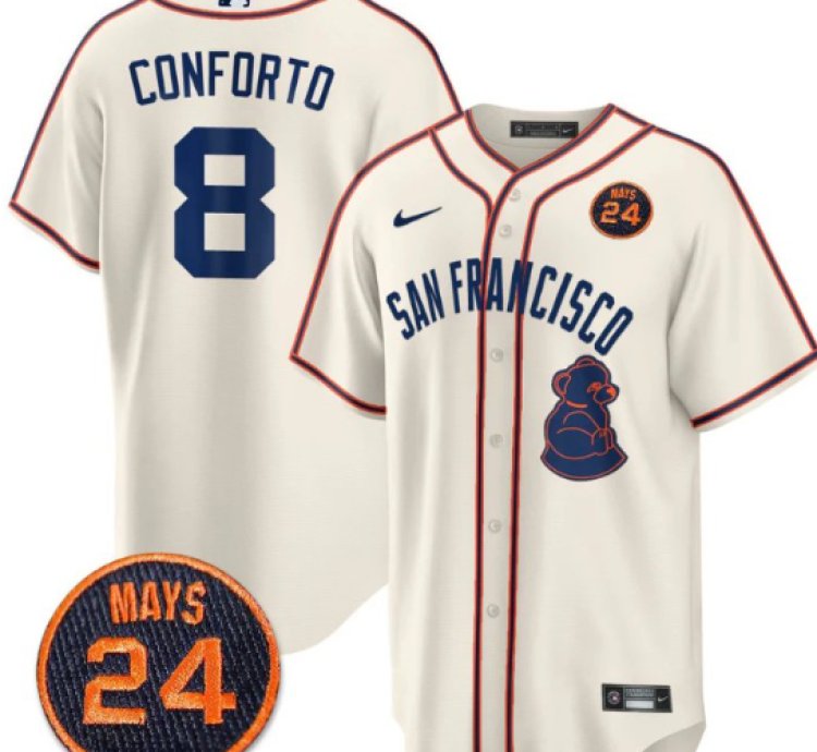 Michael Conforto Jersey 8 San Francisco Giants 24 Willie Mays Patch 2024 Premier Cream