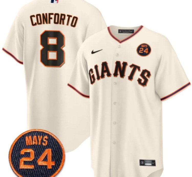 Michael Conforto Jersey 8 San Francisco Giants 24 Willie Mays Patch 2024 Premier Cream Home