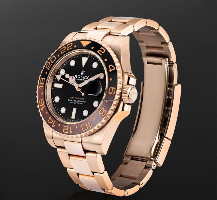 Rolex Gmt-master Ii 126715chnr 18k Rose Gold Black Dial 40 Mm