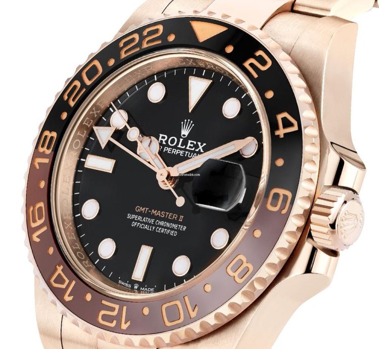 Rolex Gmt-master Ii 126715chnr 18k Rose Gold Black Dial 40 Mm