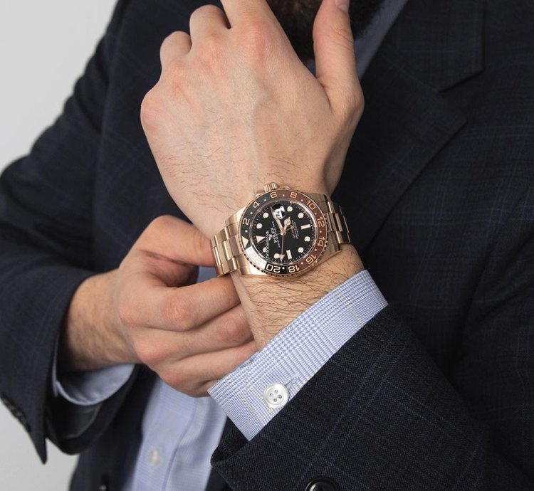 Rolex Gmt-master Ii 126715chnr 18k Rose Gold Black Dial 40 Mm