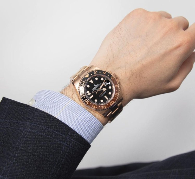 Rolex Gmt-master Ii 126715chnr 18k Rose Gold Black Dial 40 Mm