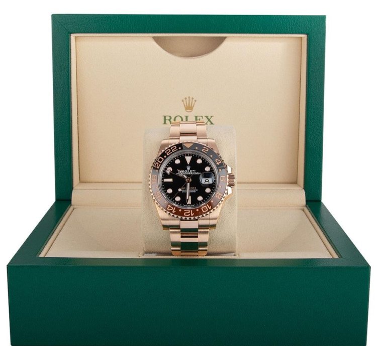 Rolex Gmt-master Ii 126715chnr 18k Rose Gold Black Dial 40 Mm