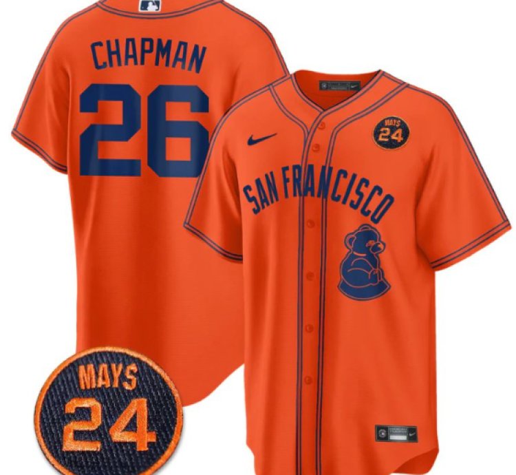 Matt Chapman Jersey 26 San Francisco Giants 24 Willie Mays Patch 2024 Vapor Premier Orange Limited