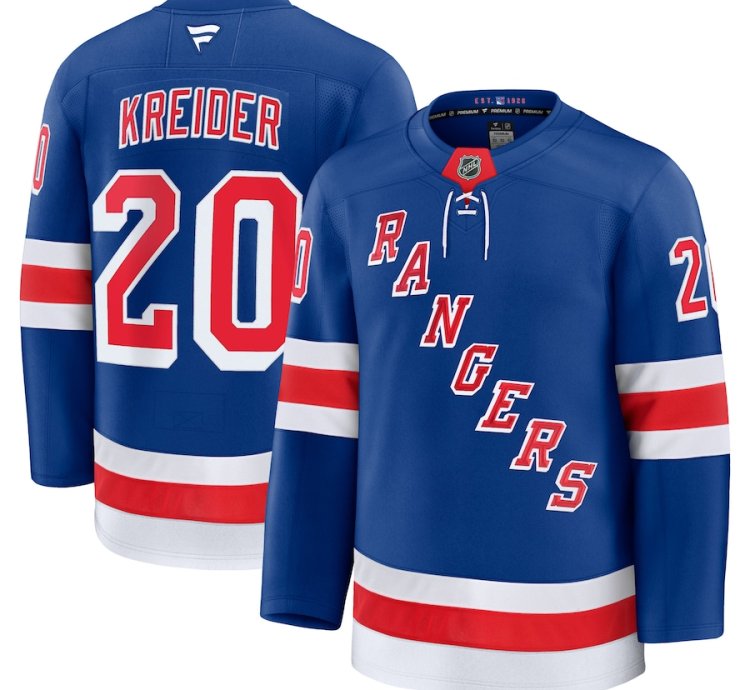 New York Rangers 20 Chris Kreider Home Premium Jersey Blue